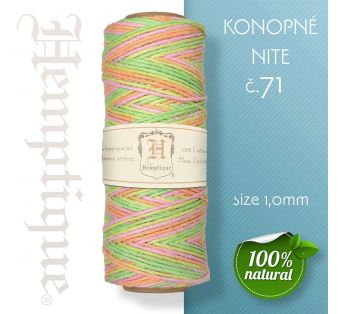 Konopná niť HEMP CORD - hrúbka 1 mm - Zeleno - Ružová č.71 - 1 m