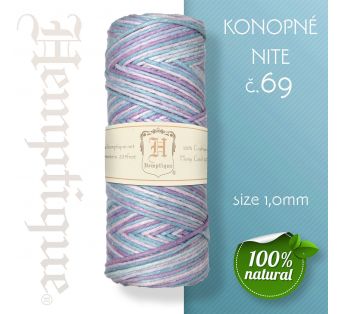 Konopná niť HEMP CORD - hrúbka 1 mm - Modro - Fialová č.69 - 1 m